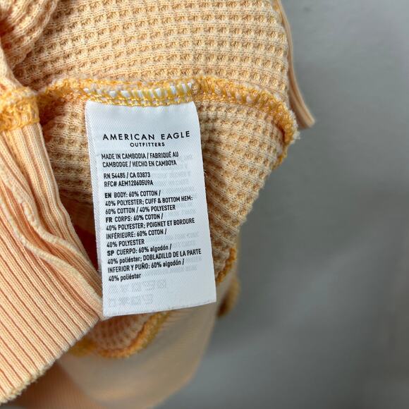 American Eagle Big Hug Waffle Sweatshirt Women’s Medium Yellow Oversized - Picture 7 of 8